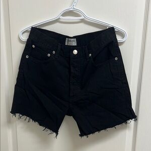 AGOLDE Black Denim Distressed High Waisted Shorts | Size 27